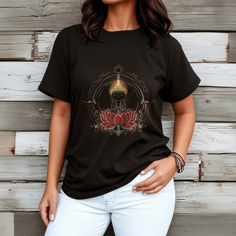Tactile Cotton Crew Neck Lotus Mandala Meditation Tee