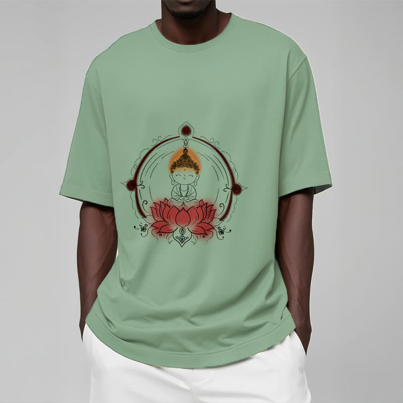 Tactile Cotton Crew Neck Lotus Mandala Meditation Tee
