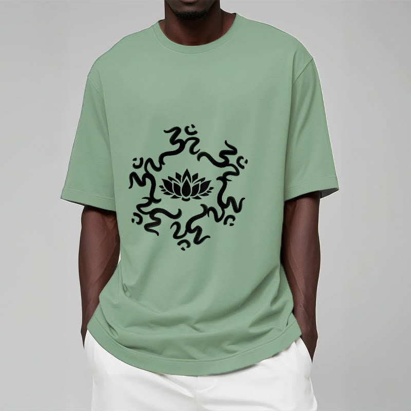 Soft Cotton Classic Crew Neck Om Lotus Meditation Tee