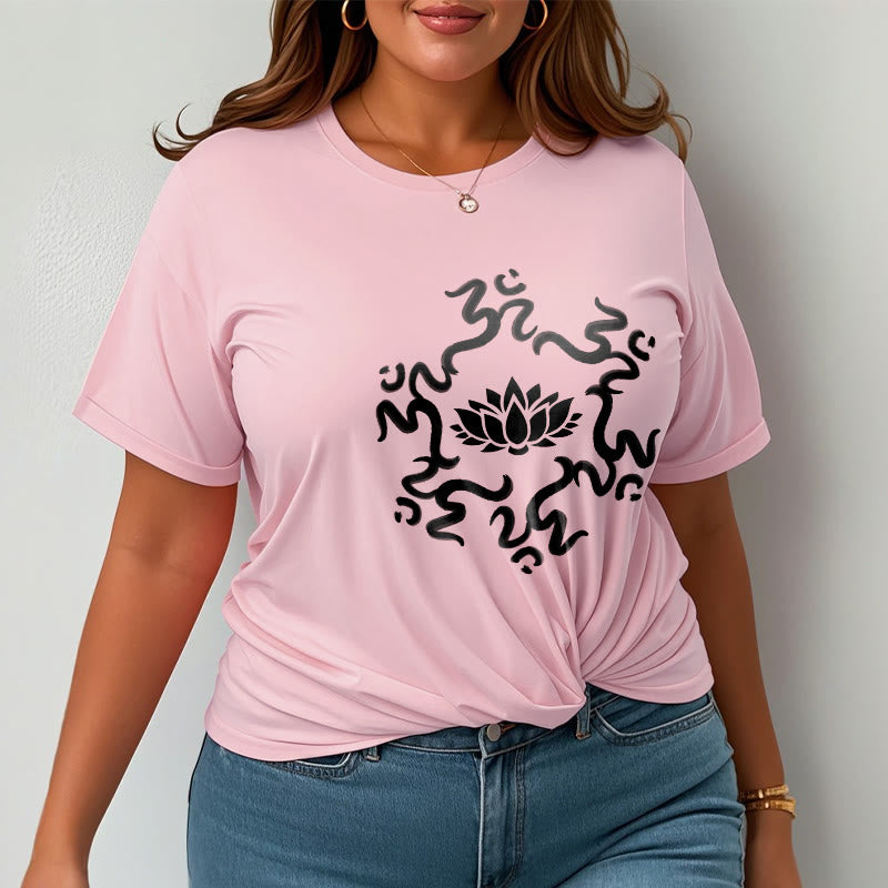 Soft Cotton Classic Crew Neck Om Lotus Meditation Tee