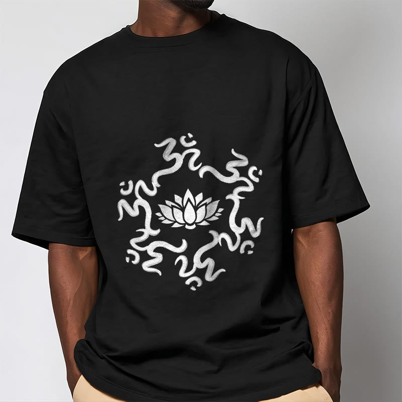 Soft Cotton Classic Crew Neck Om Lotus Meditation Tee