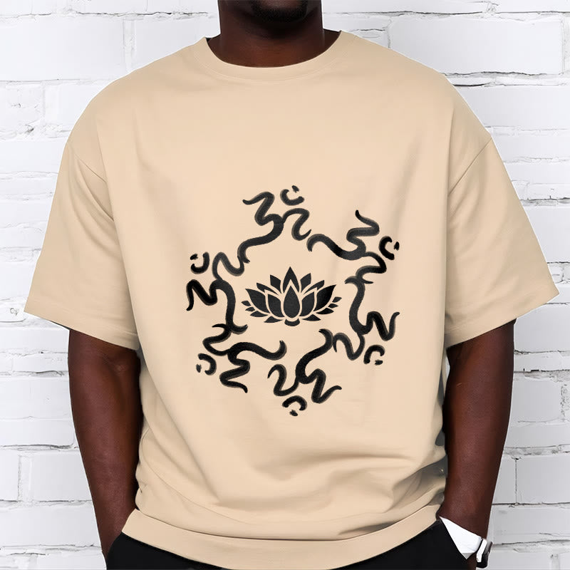 Soft Cotton Classic Crew Neck Om Lotus Meditation Tee