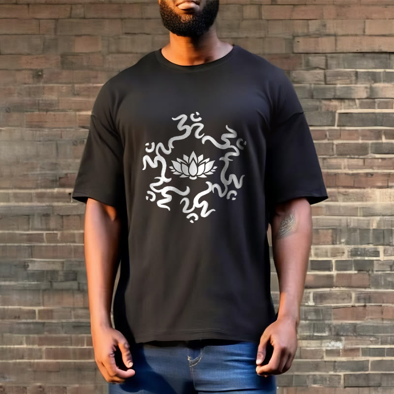 Soft Cotton Classic Crew Neck Om Lotus Meditation Tee