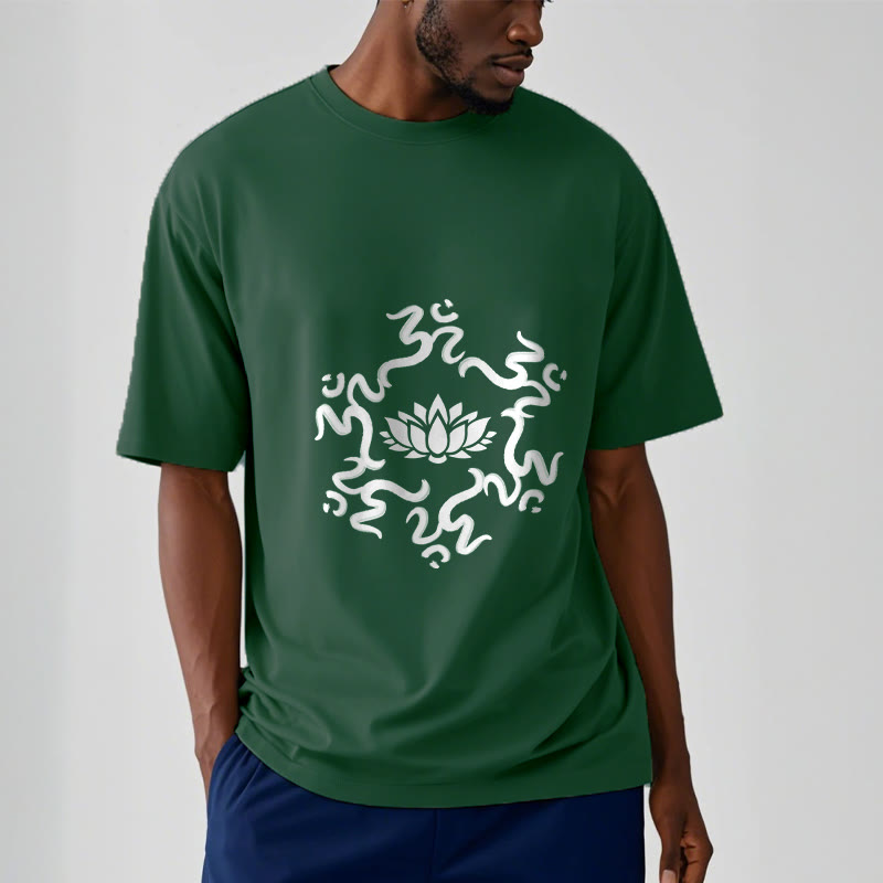 Soft Cotton Classic Crew Neck Om Lotus Meditation Tee