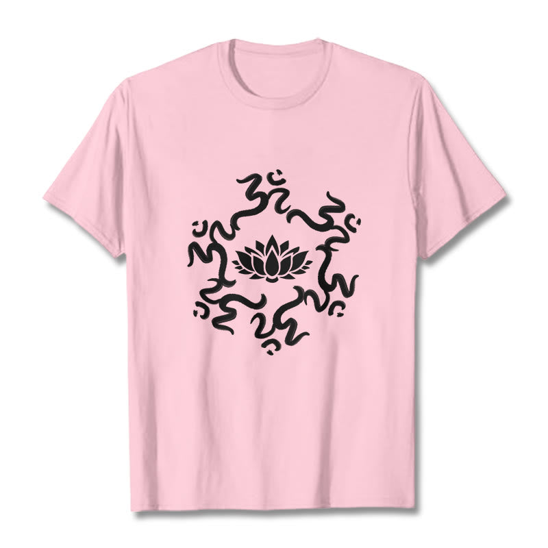 Soft Cotton Classic Crew Neck Om Lotus Meditation Tee