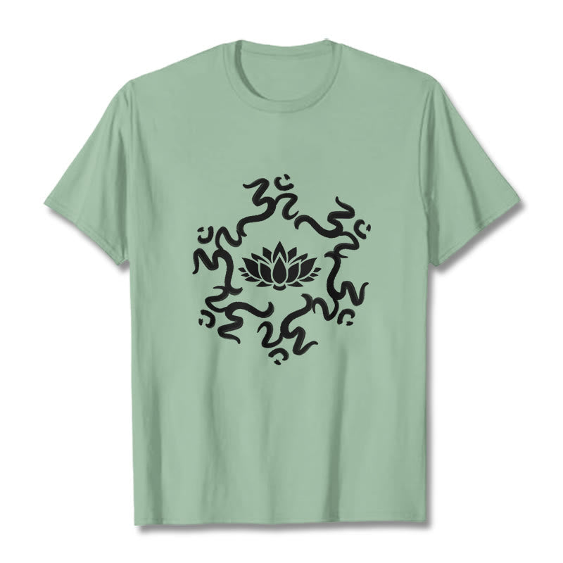 Soft Cotton Classic Crew Neck Om Lotus Meditation Tee