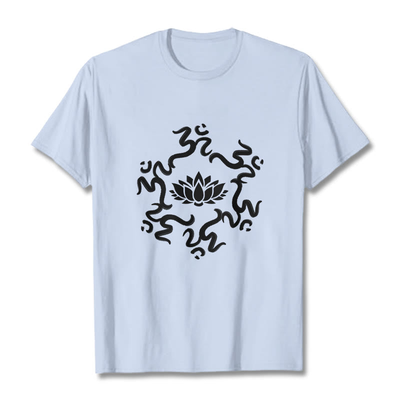 Soft Cotton Classic Crew Neck Om Lotus Meditation Tee