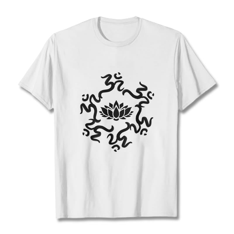 Soft Cotton Classic Crew Neck Om Lotus Meditation Tee