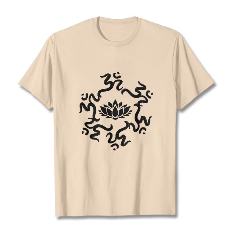 Soft Cotton Classic Crew Neck Om Lotus Meditation Tee