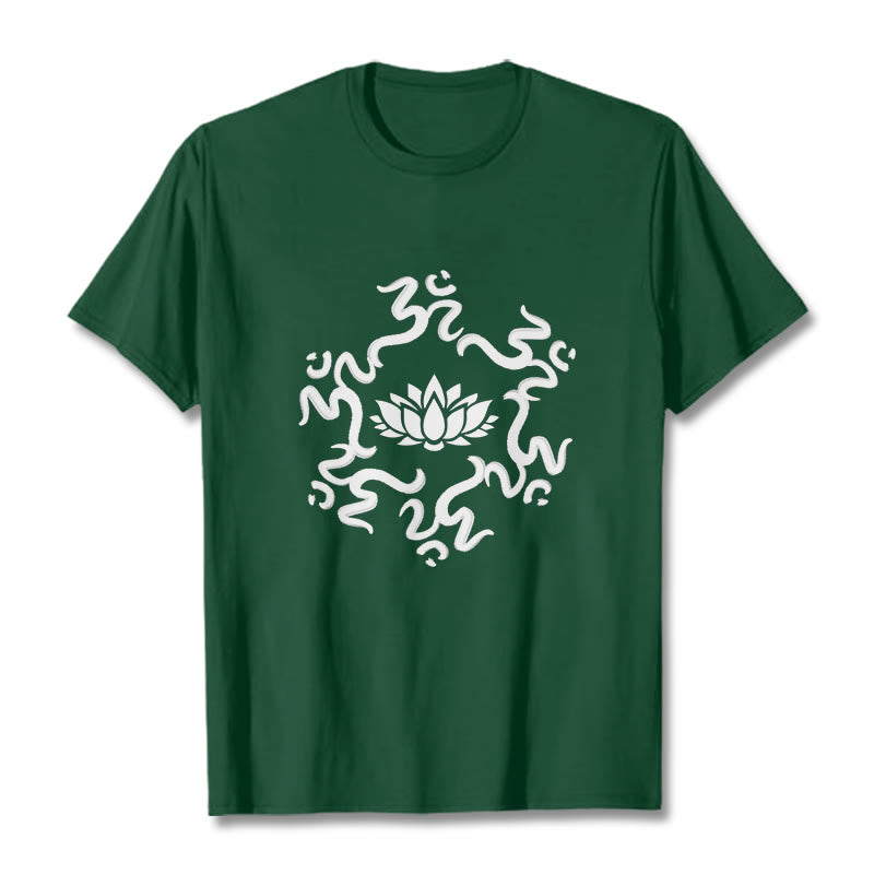 Soft Cotton Classic Crew Neck Om Lotus Meditation Tee
