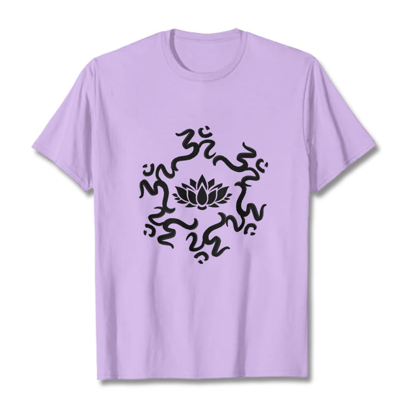 Soft Cotton Classic Crew Neck Om Lotus Meditation Tee