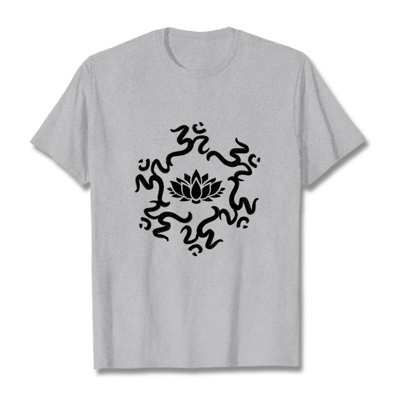 Soft Cotton Classic Crew Neck Om Lotus Meditation Tee