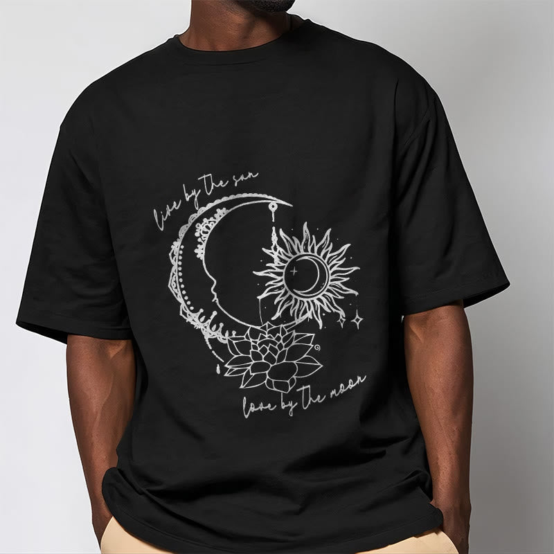 Breathable Cotton Celestial Lotus Graphic Meditation Tee