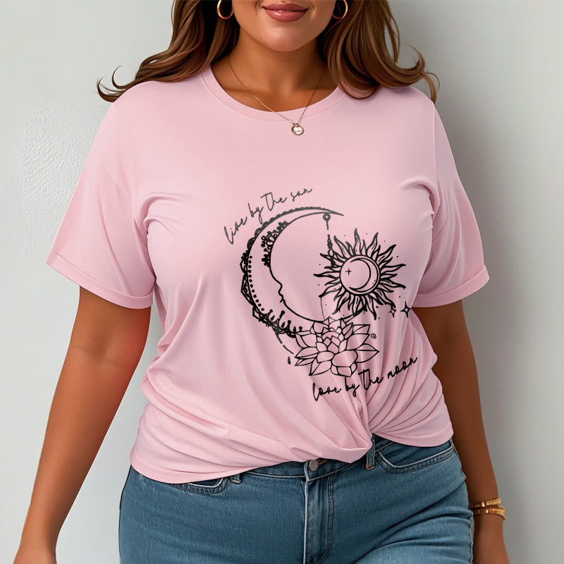 Breathable Cotton Celestial Lotus Graphic Meditation Tee
