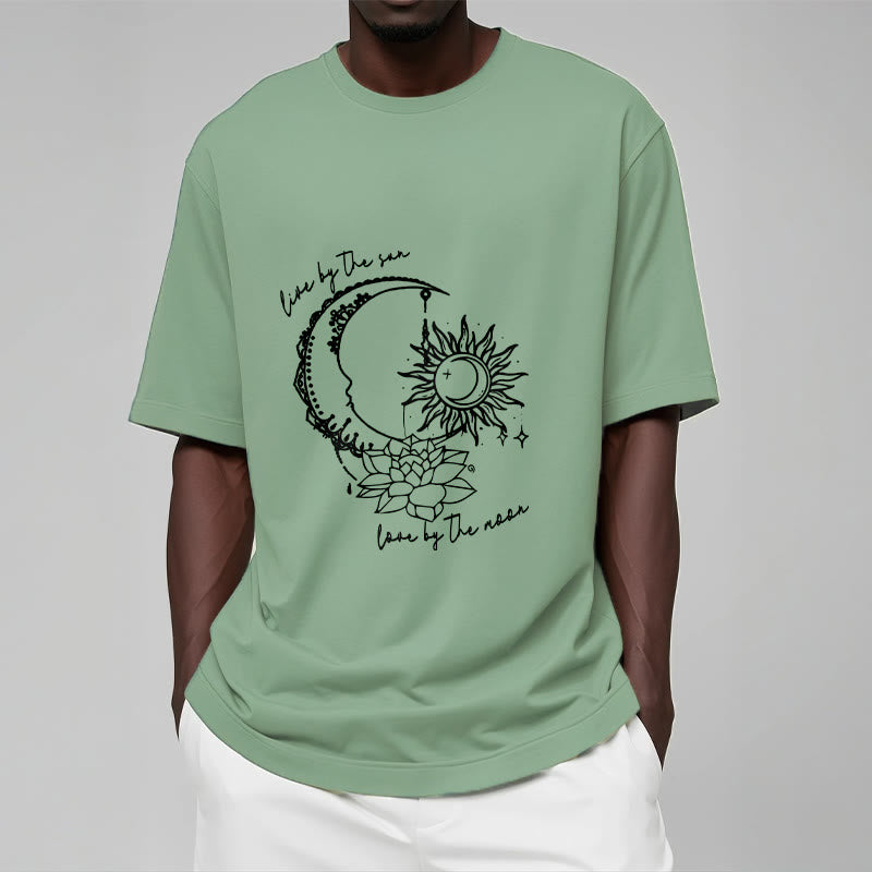 Breathable Cotton Celestial Lotus Graphic Meditation Tee