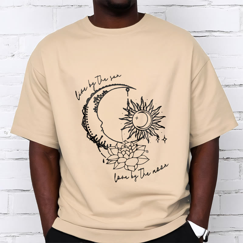 Breathable Cotton Celestial Lotus Graphic Meditation Tee