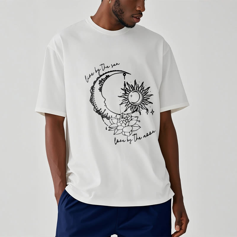 Breathable Cotton Celestial Lotus Graphic Meditation Tee