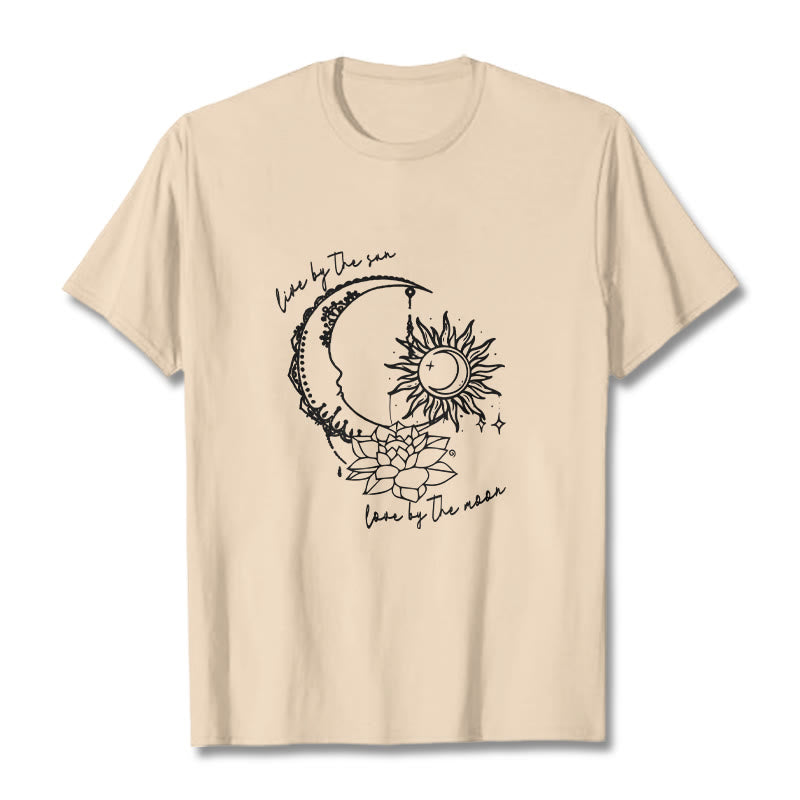 Breathable Cotton Celestial Lotus Graphic Meditation Tee