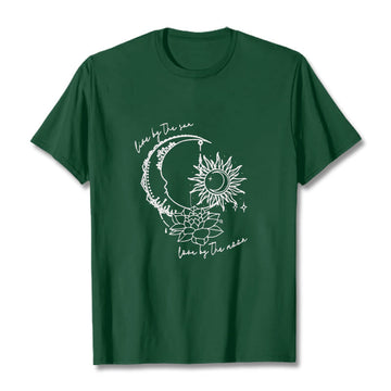 Breathable Cotton Celestial Lotus Graphic Meditation Tee