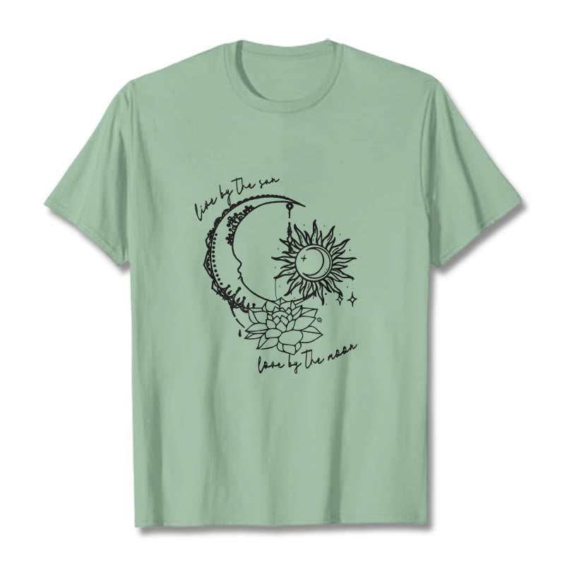 Breathable Cotton Celestial Lotus Graphic Meditation Tee