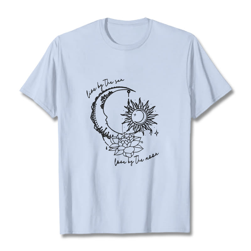 Breathable Cotton Celestial Lotus Graphic Meditation Tee