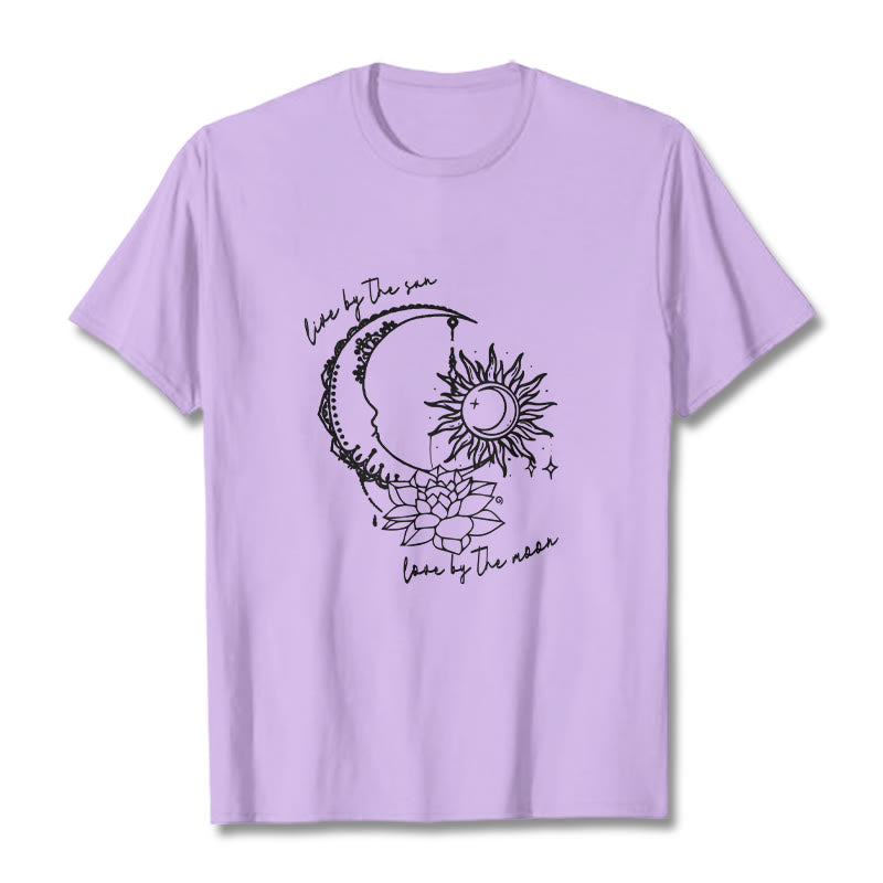 Breathable Cotton Celestial Lotus Graphic Meditation Tee