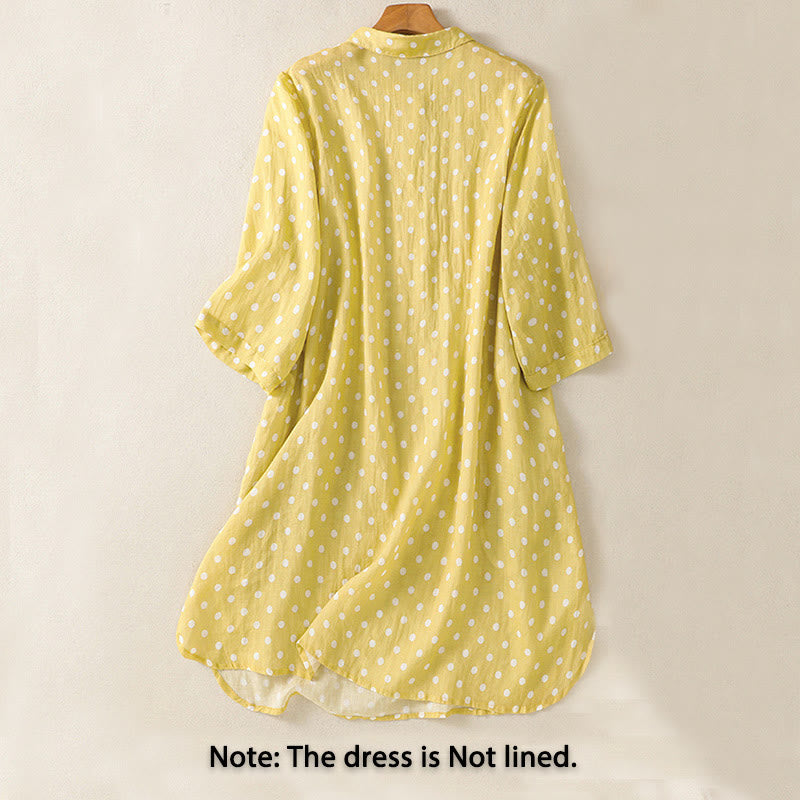 Polka Dot Stand Collar Midi Dress for Mindful Daily Movement