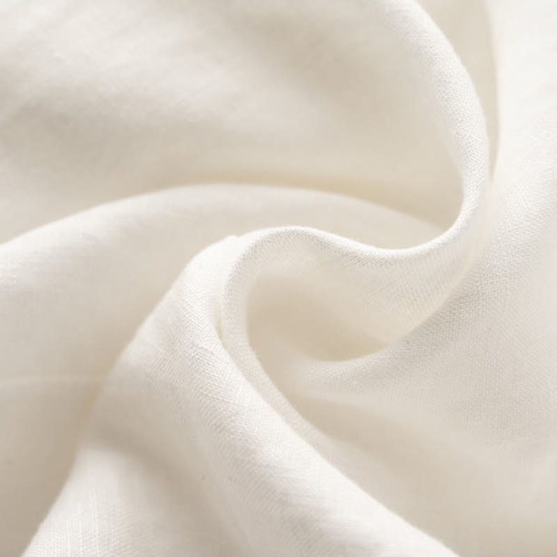 Plain Color 7-8 Length Capri Cropped Pants Cotton Linen Women's Wide Leg Pants With Pockets