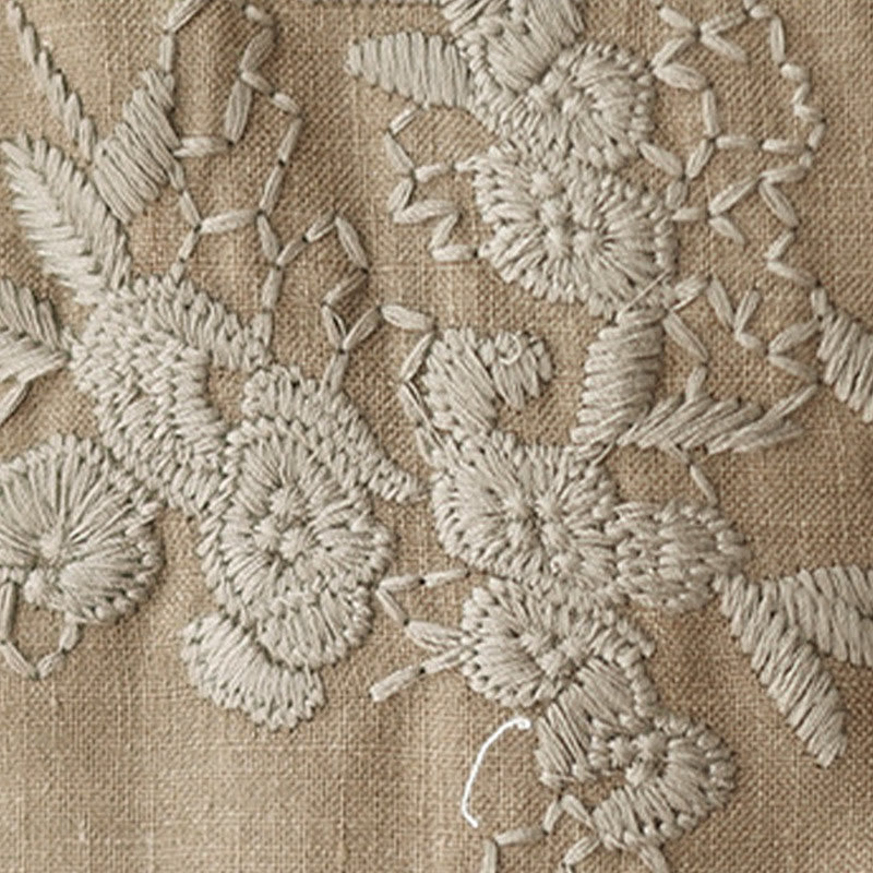 Vintage Embroidery Three Quarter Sleeve Cotton Linen Midi Dress With Pockets