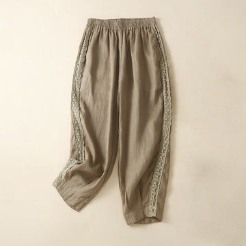 Breathable Cotton Linen Cropped Meditation Harem Pants