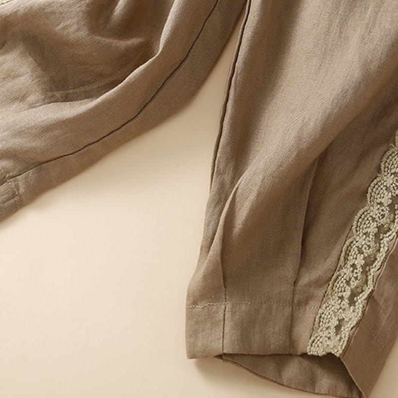 Breathable Cotton Linen Cropped Meditation Harem Pants