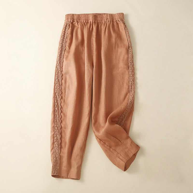 Breathable Cotton Linen Cropped Meditation Harem Pants