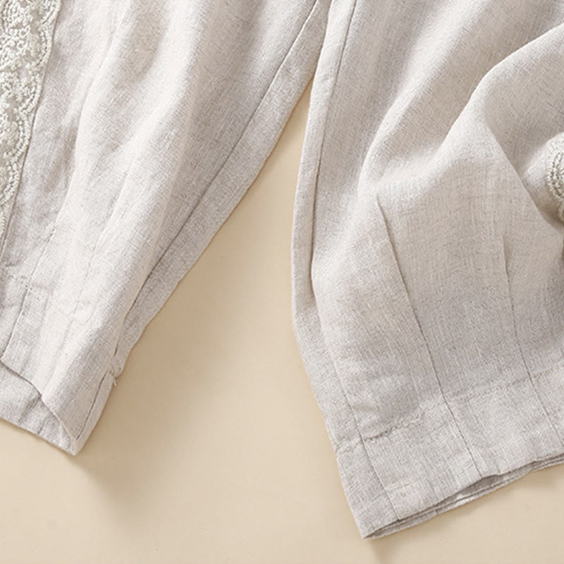 Breathable Cotton Linen Cropped Meditation Harem Pants