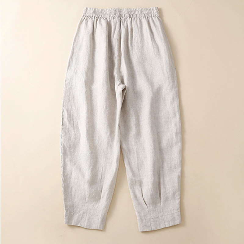 Breathable Cotton Linen Cropped Meditation Harem Pants
