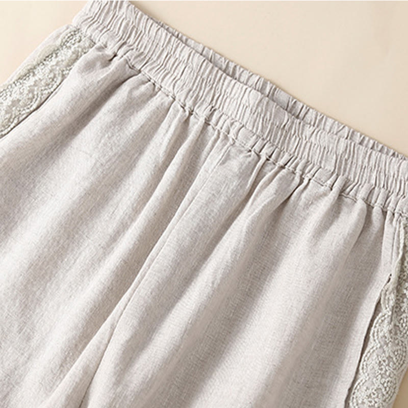 Breathable Cotton Linen Cropped Meditation Harem Pants