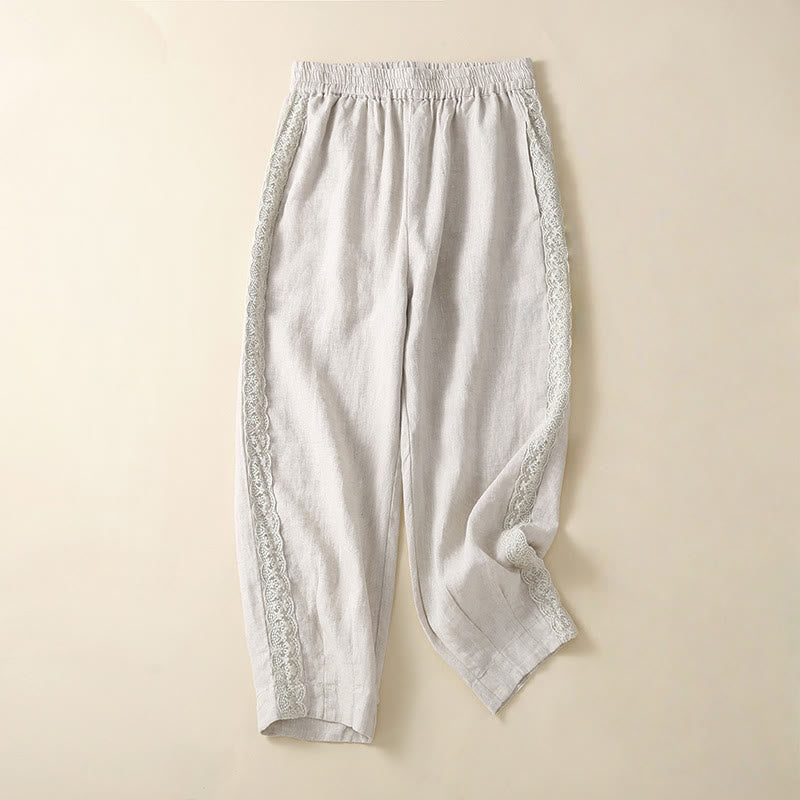 Breathable Cotton Linen Cropped Meditation Harem Pants