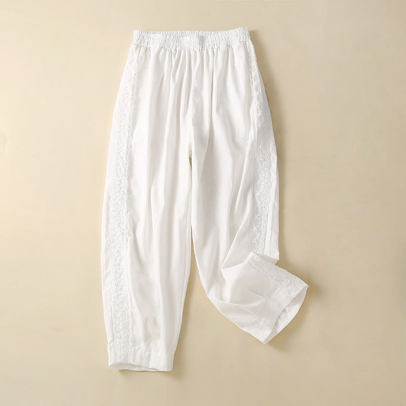Breathable Cotton Linen Cropped Meditation Harem Pants