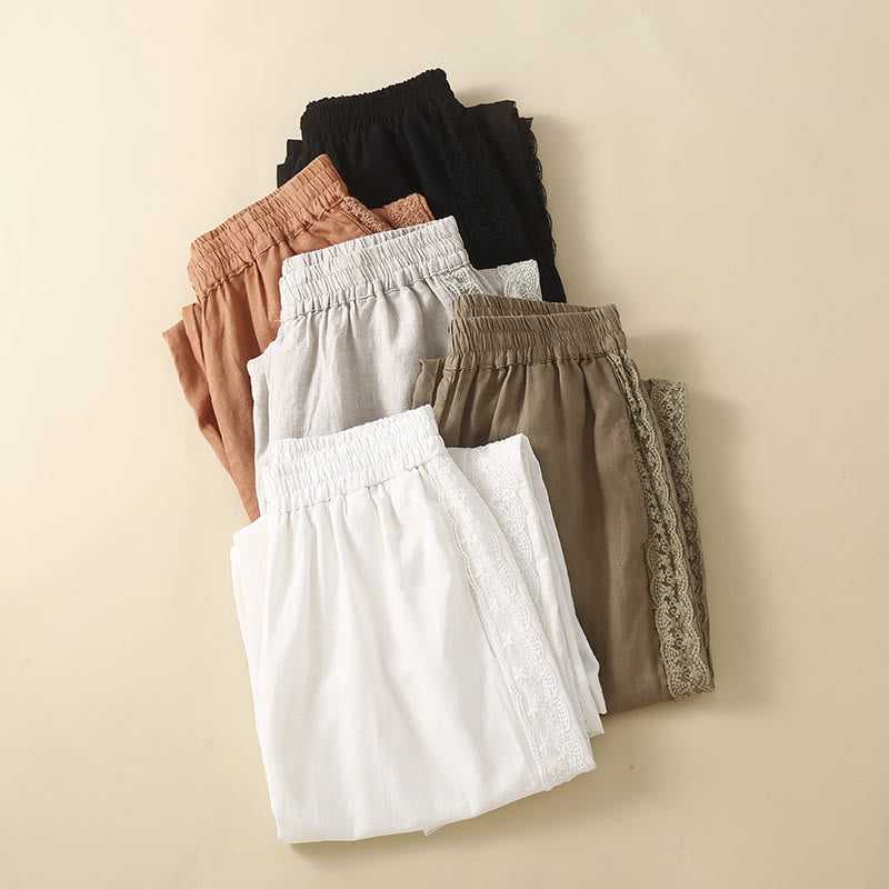 Breathable Cotton Linen Cropped Meditation Harem Pants