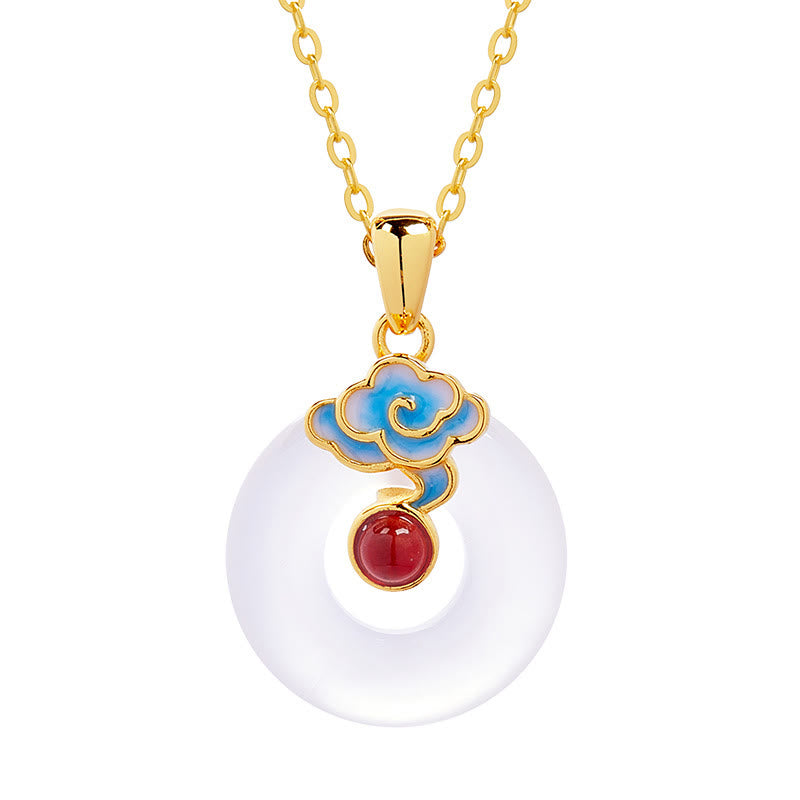 925 Sterling Silver Peace Buckle Cloud Chalcedony Necklace Harmony Pendant