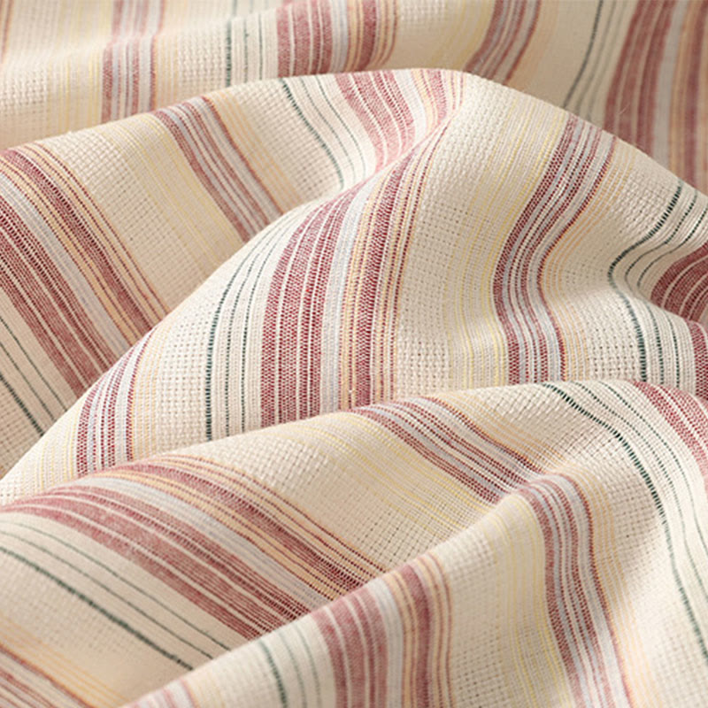 Color Vertical Stripes Cotton Women's Wide Leg Pants With Pockets