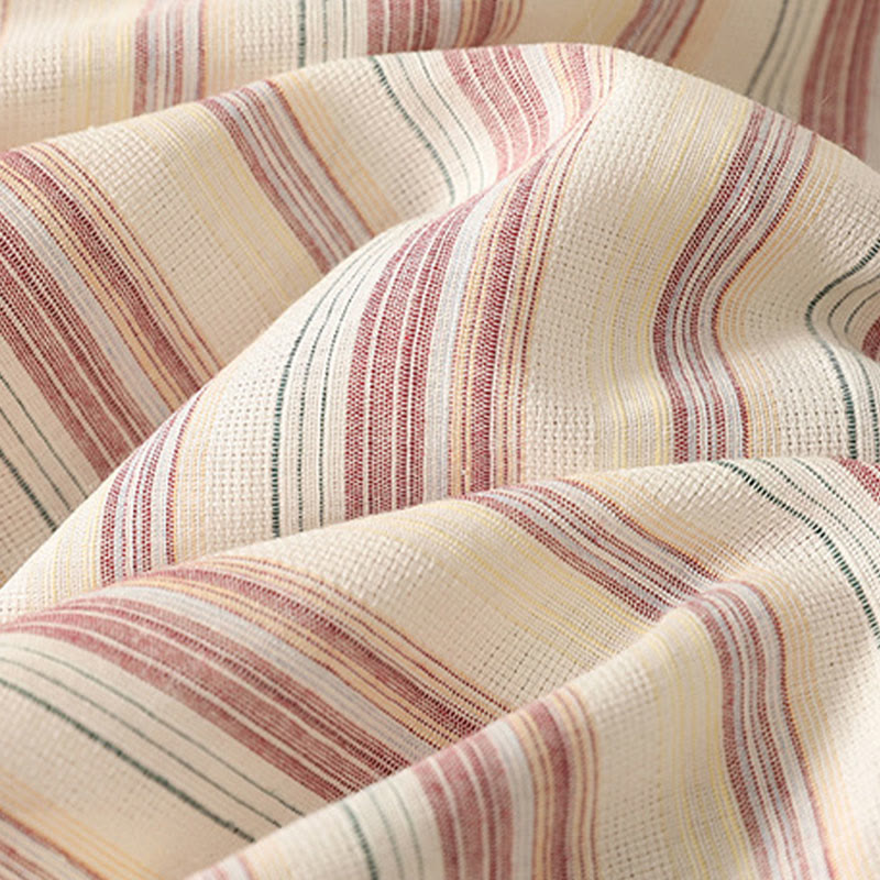 Color Vertical Stripes Cotton Women's Wide Leg Pants With Pockets