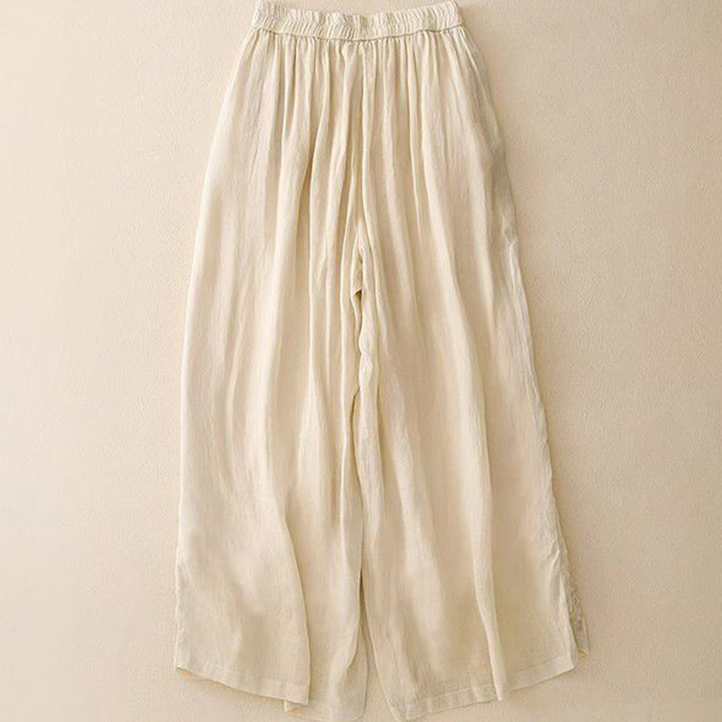 Tactile Cotton Embroidered Wide-Leg Meditation Pants