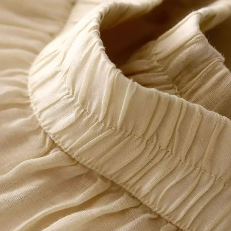 Tactile Cotton Embroidered Wide-Leg Meditation Pants