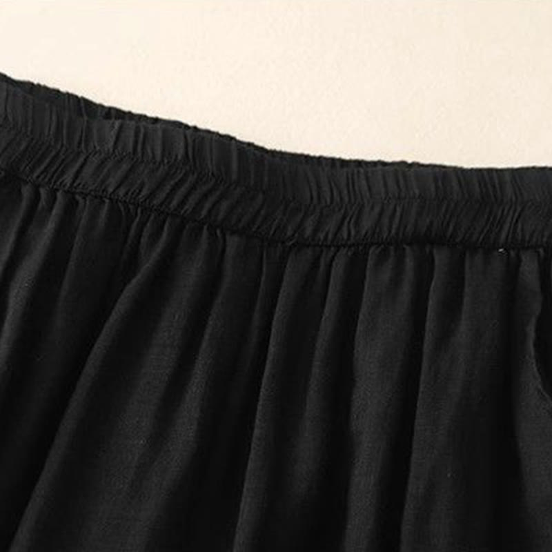 Tactile Cotton Embroidered Wide-Leg Meditation Pants