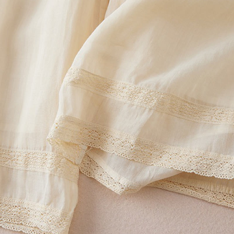 Casual Lining Design Cotton Women's 7-8 Length Wide Leg Pants With Pockets