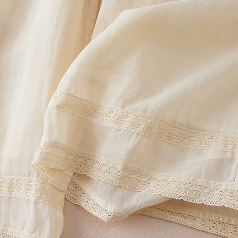 Casual Lining Design Cotton Women's 7-8 Length Wide Leg Pants With Pockets