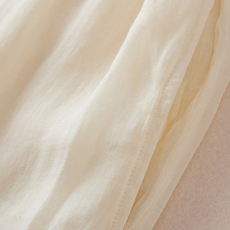 Casual Lining Design Cotton Women's 7-8 Length Wide Leg Pants With Pockets