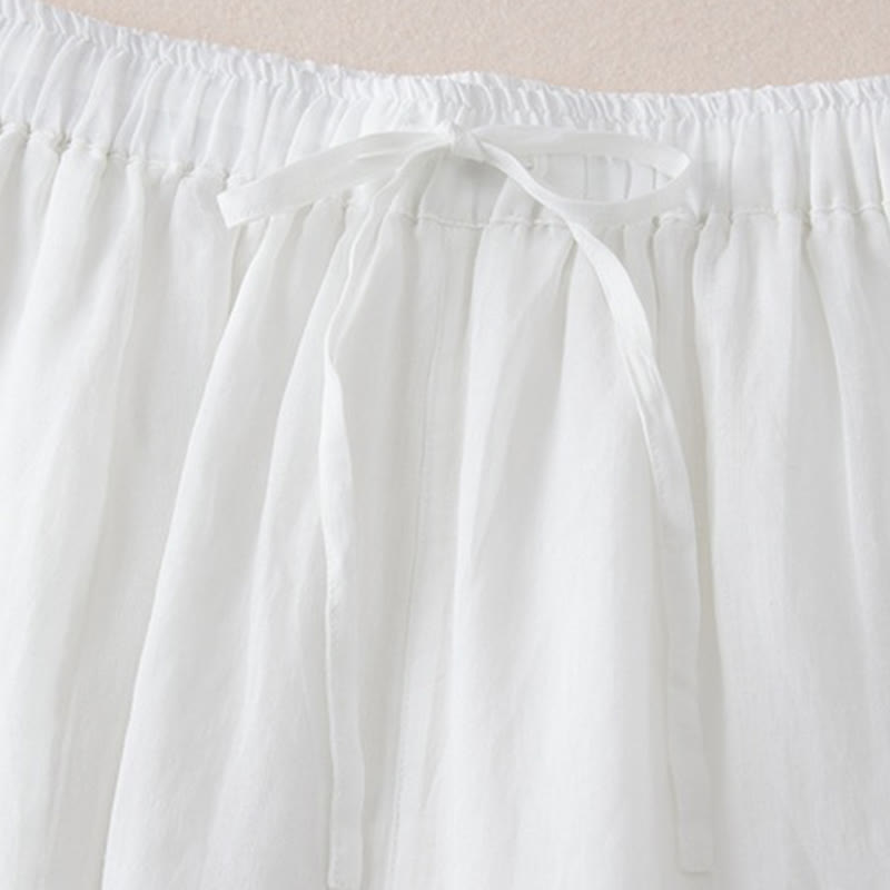 Casual Lining Design Cotton Women's 7-8 Length Wide Leg Pants With Pockets