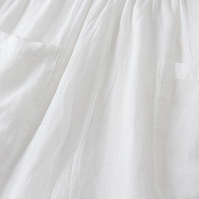 Casual Lining Design Cotton Women's 7-8 Length Wide Leg Pants With Pockets