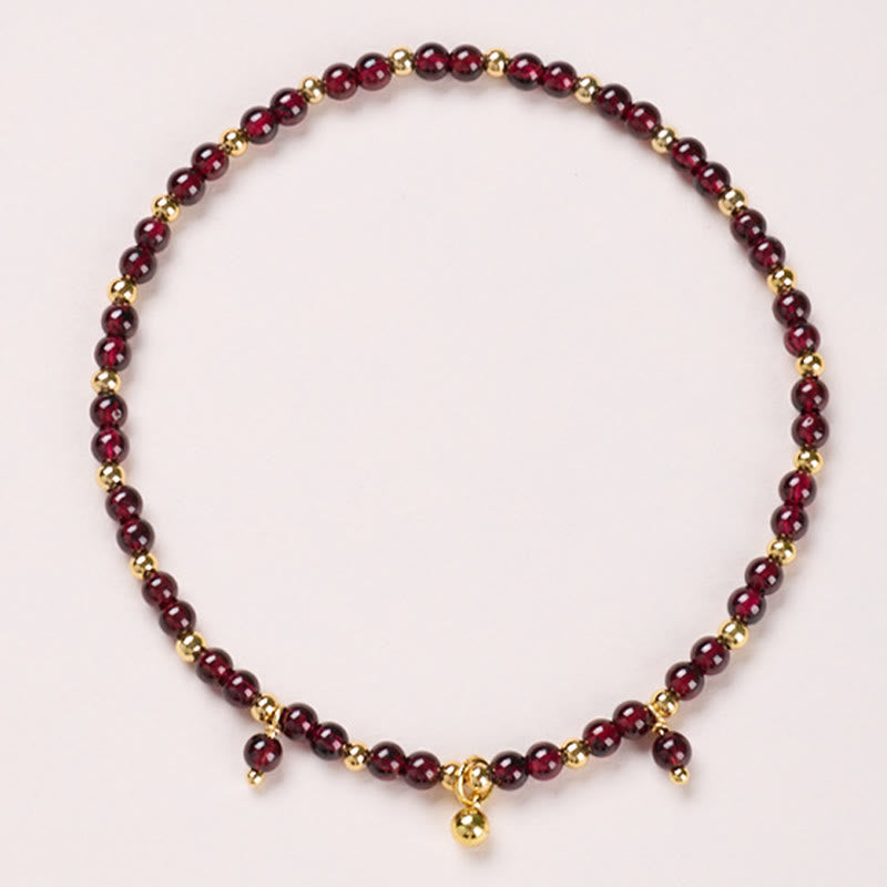 Natural 4mm Garnet Copper Gold Plated Calm Anklet